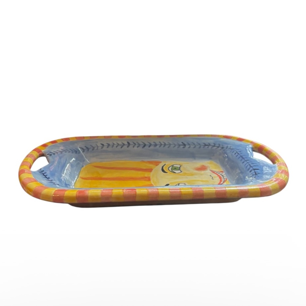 Handpainted, Artist Signed Colorful Ceramic Tray. - Picture 6 of 7